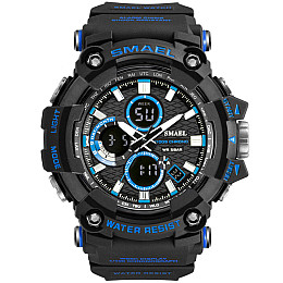 Часы наручные мужские Smael 1802 Black Blue (15174-hbr)