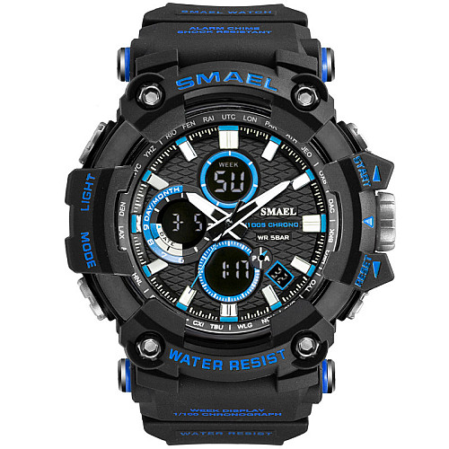 Часы наручные мужские Smael 1802 Black Blue (15174-hbr)