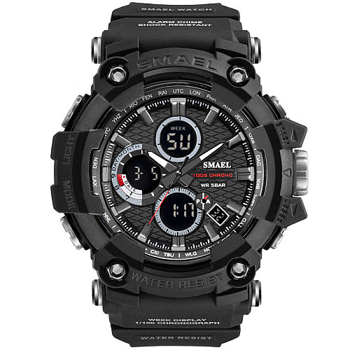 Часы наручные мужские Smael 1802 Black (15173-hbr)