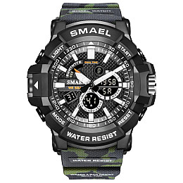 Часы наручные мужские Smael 1809MC Army Green (15176-hbr)