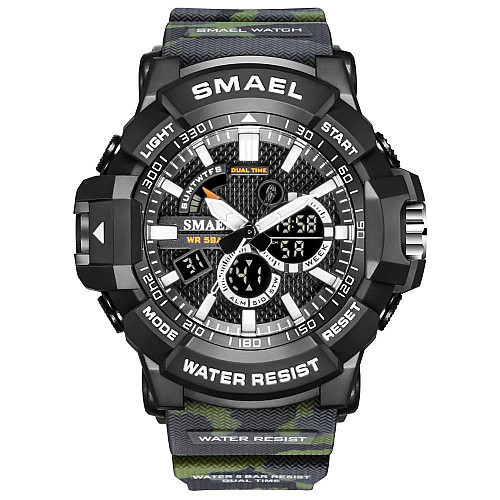 Часы наручные мужские Smael 1809MC Army Green (15176-hbr)