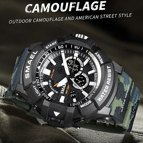 Часы наручные мужские Smael 1809MC Army Green (15176-hbr)