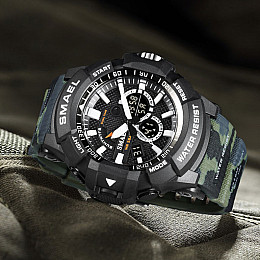 Часи наручні чоловічі Smael 1809MC Army Green (15176-hbr)