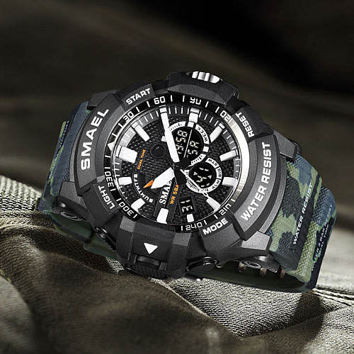 Часы наручные мужские Smael 1809MC Army Green (15176-hbr)
