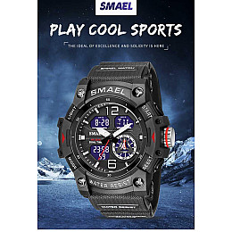 Часи наручні чоловічі Smael 8007 Black (15170-hbr)