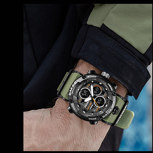 Годинник наручний чоловічий Smael 8038 Army Green (15179-hbr)