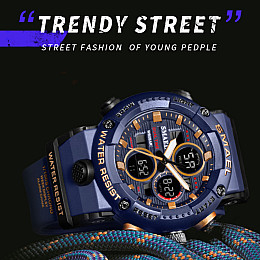 Часи наручні чоловічі Smael 8038 Dark Blue (15178-hbr)