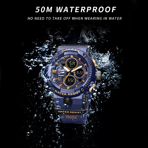 Часы наручные мужские Smael 8038 Dark Blue (15178-hbr)