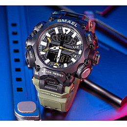 Годинник наручний чоловічий Smael 8053 Army Green (15186-hbr)