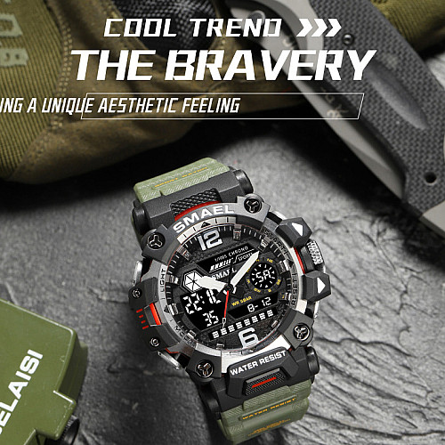 Часы наручные мужские Smael 8072 Army Green (15188-hbr)