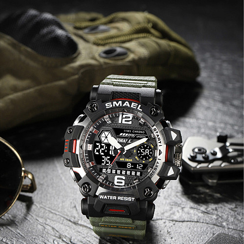 Часы наручные мужские Smael 8072 Army Green (15188-hbr)