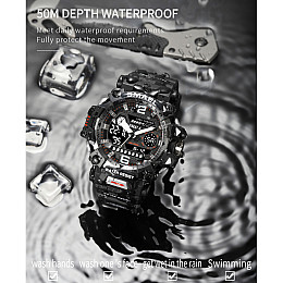 Годинник наручний чоловічий Smael 8072 Black White (15190-hbr)