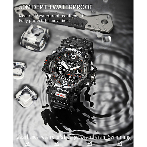 Часы наручные мужские Smael 8072 Black White (15190-hbr)