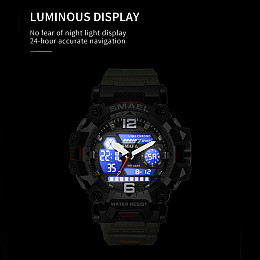 Годинник наручний чоловічий Smael 8072 Black White (15190-hbr)