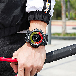 Часи наручні чоловічі Smael 8082 Чорний Червоний Жовтий (15203-hbr)