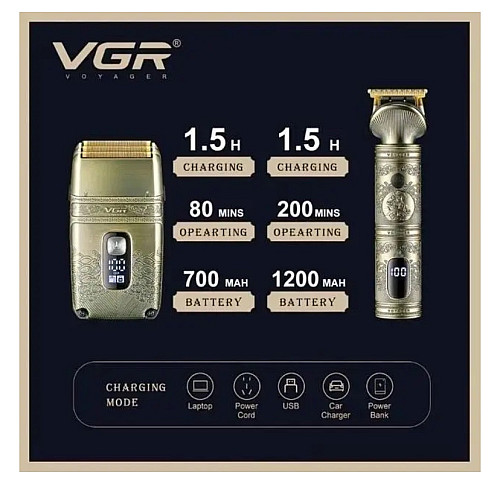 Аккумуляторный триммер + шейвер для бритья VGR V-649 Gold