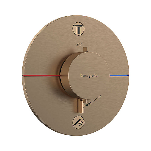 Термостат на 2 потребителя Hansgrohe ShowerSelect Comfort S шлифованная бронза 15554140
