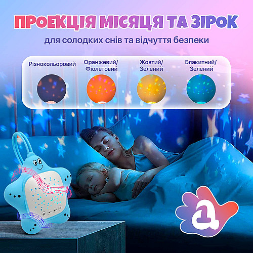 Генератор белого шума для младенцев Звездочка А1 с проектором звездного неба Голубой (STG-A1-Blue)