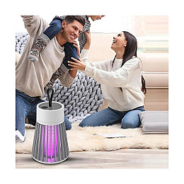 Пастка-лампа від комах Mosquito killing Lamp YG-002 акумуляторна з LED підсвічуванням та USB-зарядкою Сіра