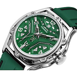 Мужские часы Forsining Gringo Зеленый/Серебристый