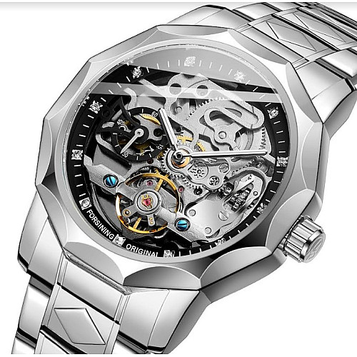 Мужские часы Forsining Baron Silver