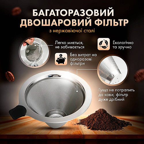 Кемекс заварник для кофе Chemex 800 мл с многоразовым металлическим фильтром для альтернативной заварки CX-800