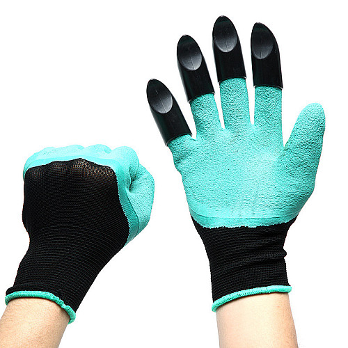 Садові рукавички Garden Gloves із пластиковими наконечниками Чорно-зелений (R0173)