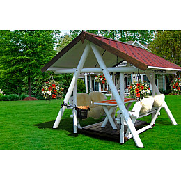 Мiсце для вiдпочинку в саду з гойданкою платформою CRUZO з кованими елементами декору / скандинавська сосна ks0005