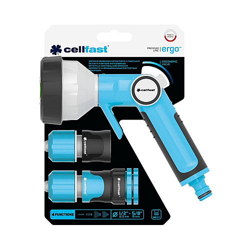 Комплект Ergo з 4-функціональним пістолетним зрошувачем 1/2"-5/8" Cellfast