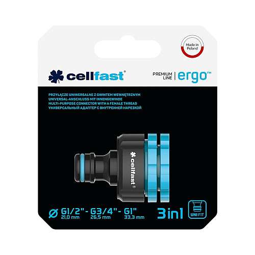 Універсальний адаптер із внутрішньою нарізкою Ergo 1/2, 3/4, 1" Cellfast