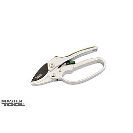 Секатор садовый MASTERTOOL с храповым механизмом 185 мм ручки AL+TPR лезвие SK5+тефлон наковальня 14-6118