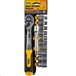 Набор насадок торцевых MASTERTOOL CRV 1/2" 8-19 мм удлинитель 125 мм 12 шт (78-1312)