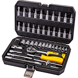 Набор насадок торцевых MASTERTOOL CrV 1/4" 4-14 мм 46 шт (78-2047)