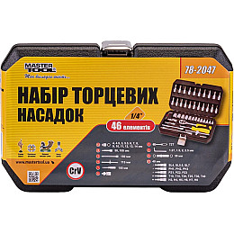 Набор насадок торцевых MASTERTOOL CrV 1/4" 4-14 мм 46 шт (78-2047)