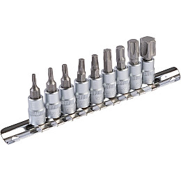 Набор насадок отверточных MASTERTOOL CRV 1/4" TORX 9 шт Т10/15/20/27/30/40/45/50/60 (78-1400)