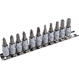 Набор насадок отверточных MASTERTOOL CRV 1/4" 11 шт PH1/2/3/PZ1/2/3/H3/4/5/6/7 (78-1401)