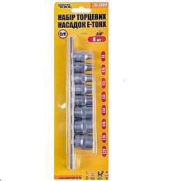 Набор насадок торцевых MASTERTOOL CRV E-TORX 3/8" E8-E20 8 шт (78-3808)
