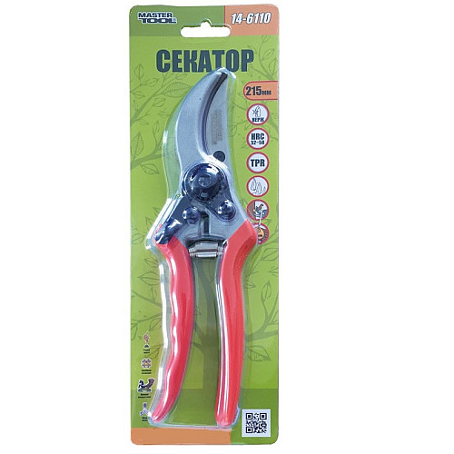 Секатор садовый MASTERTOOL 215 мм ручки AL+PVC съемное лезвие (14-6110)