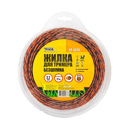 Леска для триммера бесшумная MASTERTOOL SPIRAL 2.70 мм 71 м двухцветная (19-1613)