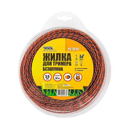 Леска для триммера бесшумная MASTERTOOL SPIRAL 3.00 мм 57 м двухцветная (19-1614)