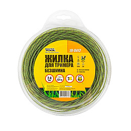 Леска для триммера бесшумная MASTERTOOL SPIRAL SQUARE 2.40 мм 131 м двухцветная (19-0412)