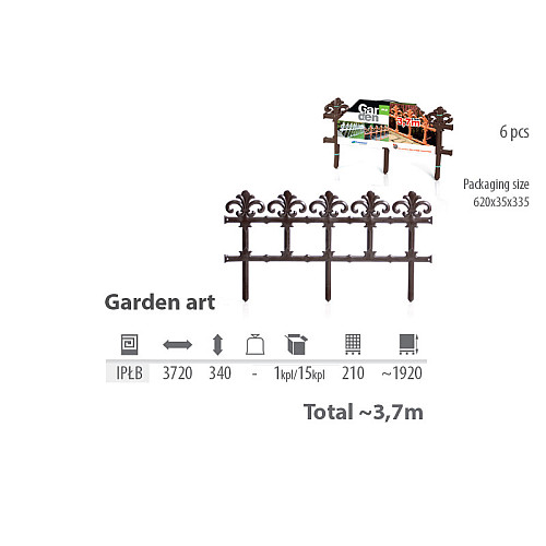 Садовое ограждение PROSPERPLAST GARDEN - коричневое 3,7 м