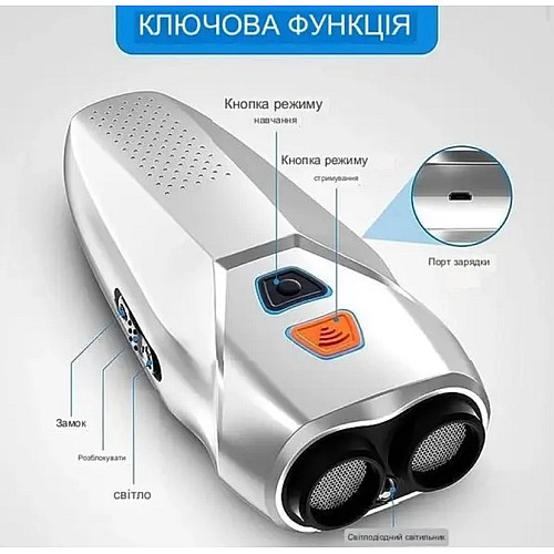 Потужний акумуляторний ультразвуковий відлякувач собак із ліхтариком Repeller PU-70 /8669 Ultrasonic Dog