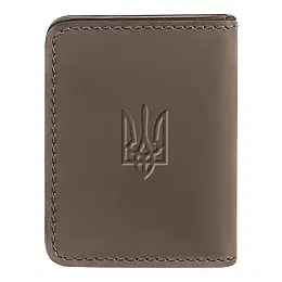 Кожаная обложка для прав или id-паспорта 4.1 с гербом Украины (темно-бежевая)