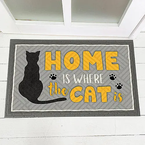 Коврик придверный Home is where the cat