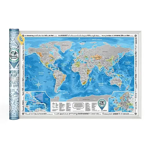 Скретч-карта світу Discovery Map World Silver (англійська мова) в тубусі