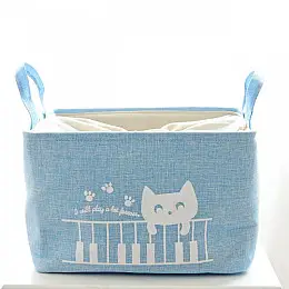 Корзина для игрушек, белья на завязках Cat blue