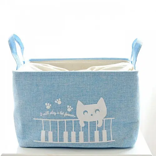 Корзина для игрушек, белья на завязках Cat blue