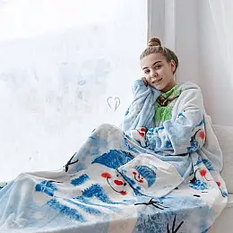 Плед с рукавами из микрофибры "Снеговик"