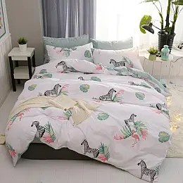 Комплект постільної білизни Zebra and Flamingo (двоспальний-євро)